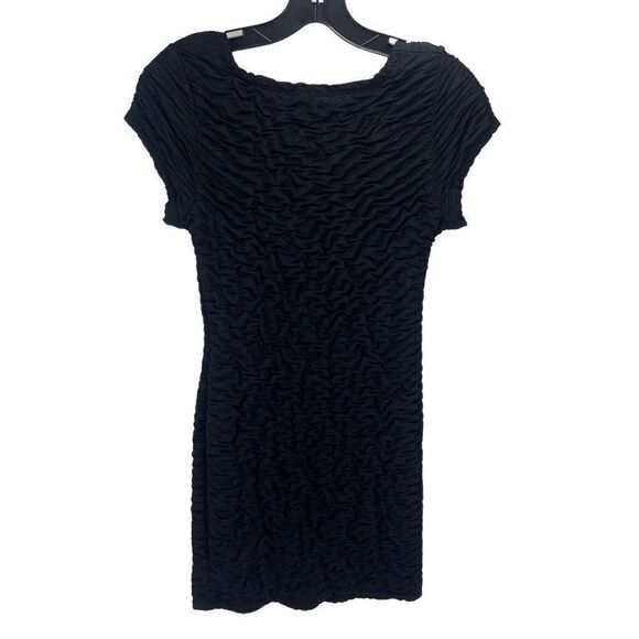 Renuar Women's Bodycon Dress Mini Rosettes Textured Scoop Neck Black Size Medium - Picture 4 of 10